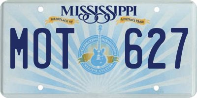 MS license plate MOT627