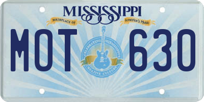 MS license plate MOT630