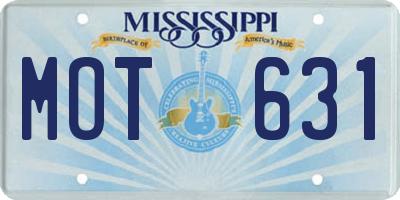 MS license plate MOT631