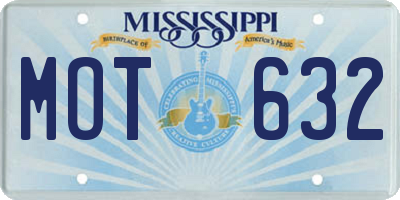 MS license plate MOT632