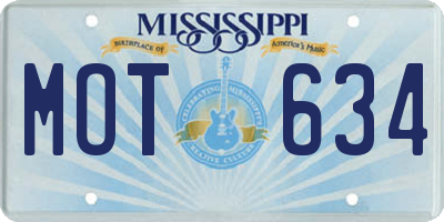 MS license plate MOT634