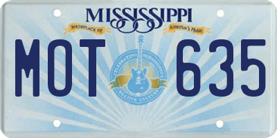 MS license plate MOT635