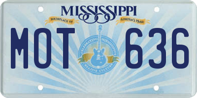 MS license plate MOT636