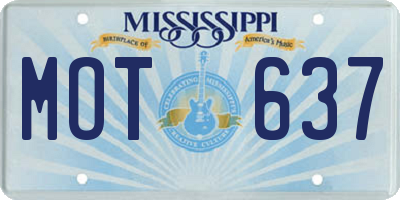 MS license plate MOT637