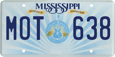 MS license plate MOT638