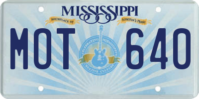 MS license plate MOT640