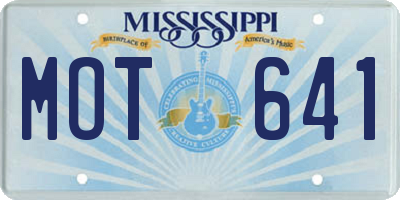 MS license plate MOT641