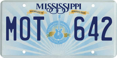 MS license plate MOT642