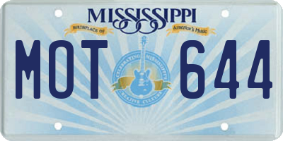 MS license plate MOT644