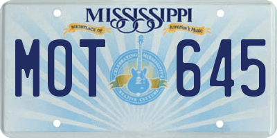 MS license plate MOT645