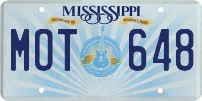 MS license plate MOT648