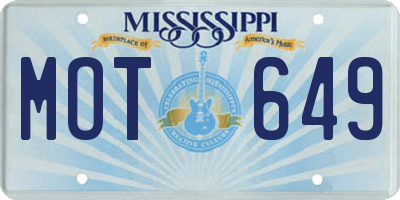 MS license plate MOT649