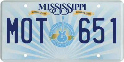 MS license plate MOT651
