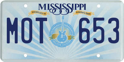 MS license plate MOT653