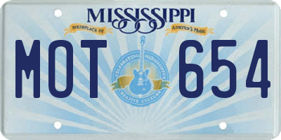 MS license plate MOT654