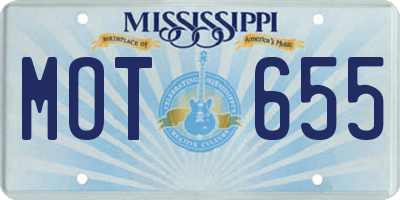 MS license plate MOT655