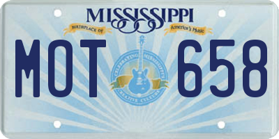 MS license plate MOT658