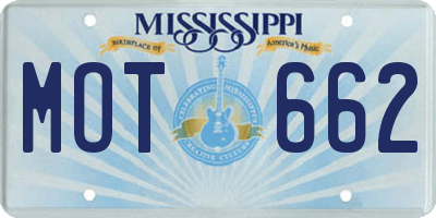 MS license plate MOT662