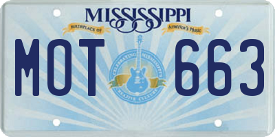 MS license plate MOT663