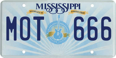 MS license plate MOT666