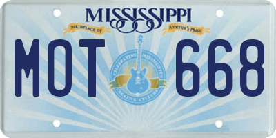 MS license plate MOT668
