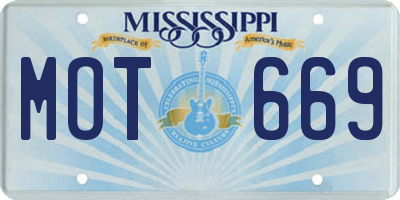 MS license plate MOT669