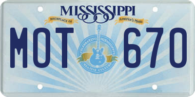 MS license plate MOT670
