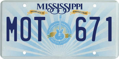 MS license plate MOT671