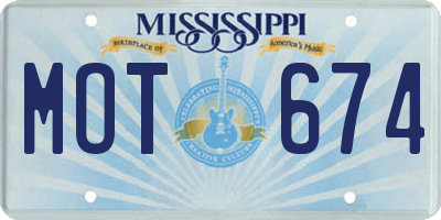 MS license plate MOT674