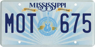MS license plate MOT675