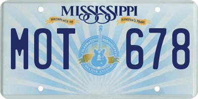 MS license plate MOT678