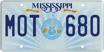 MS license plate MOT680