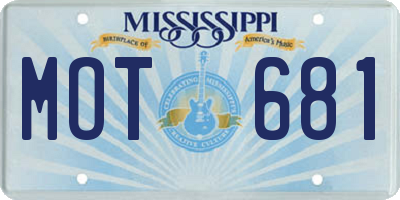 MS license plate MOT681