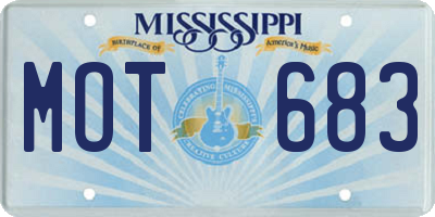 MS license plate MOT683