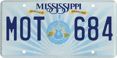 MS license plate MOT684