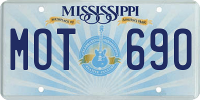 MS license plate MOT690