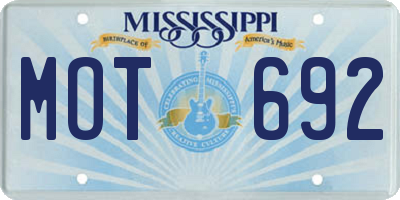 MS license plate MOT692