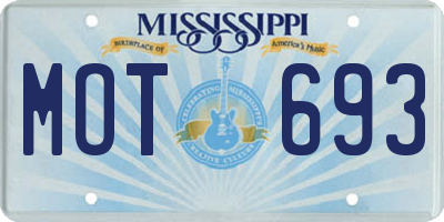 MS license plate MOT693