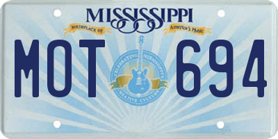MS license plate MOT694
