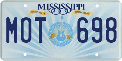 MS license plate MOT698
