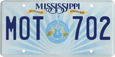 MS license plate MOT702