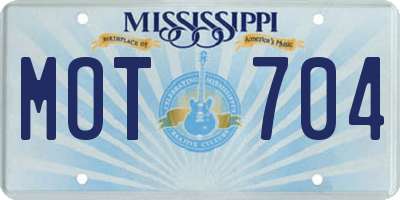 MS license plate MOT704
