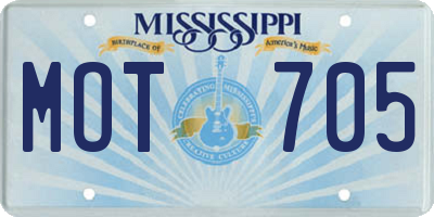 MS license plate MOT705