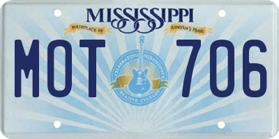 MS license plate MOT706