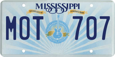 MS license plate MOT707