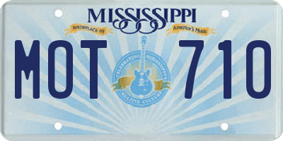 MS license plate MOT710