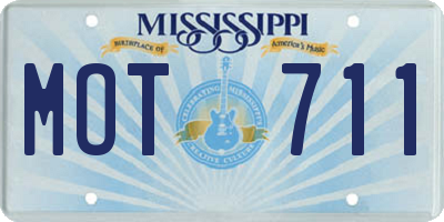 MS license plate MOT711