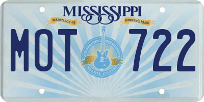 MS license plate MOT722