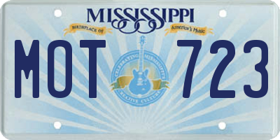 MS license plate MOT723
