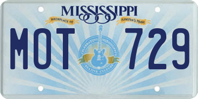 MS license plate MOT729